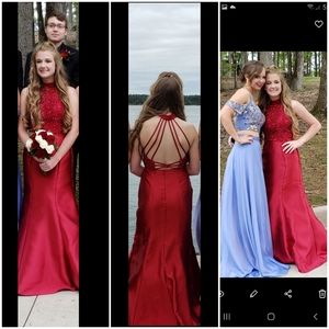2 piece Red Bella's Formal Collection Prom dress.